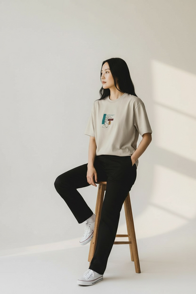 T-Shirt Beige oversized